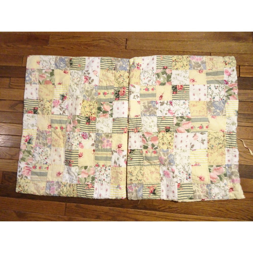 Fashion on Fifth Patchwork Quilted Pillow Shams Set of 2 Floral Yellow Cotton